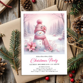 Convites Frosty Pink Coquette Snowman Digital Christmas