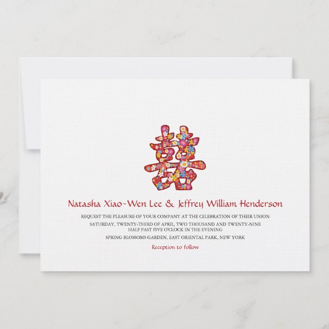 Convites Frota da primavera Casamento Chinês Duplo Felicida (Verso)
