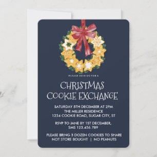Convites Frota de Cookies de Natal com fundo de Cinza Azul