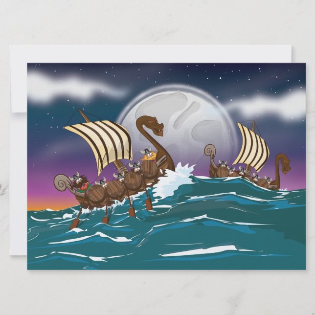Convites Frota de invasão de Cartoon Viking (Frente)
