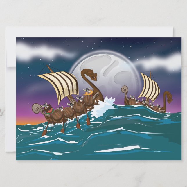 Convites Frota de invasão viking de desenho animado (Frente)