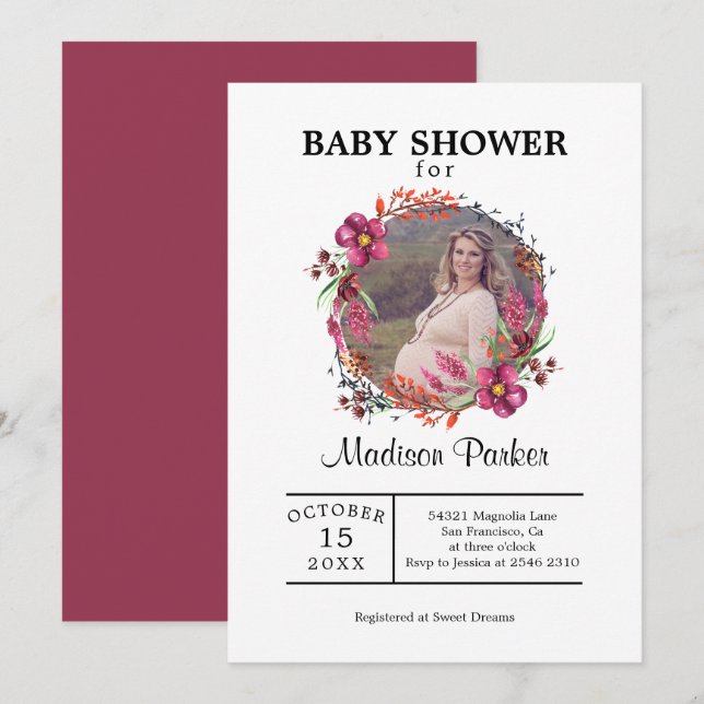 Convites Frota Floral de Foto Personalizada (Frente/Verso)