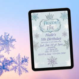 Convites Frozen in Five Snowflake Birthday Invitation