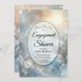 Convites Frozen Petals in a Golden Winter Mist Engagement