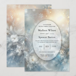 Convites Frozen Petals in a Golden Winter Mist Wedding
