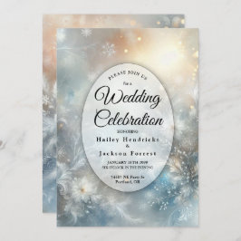 Convites Frozen Petals in a Golden Winter Mist Wedding