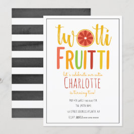 Convites Fruitti Watercolor Stripe Citrus Aniversário