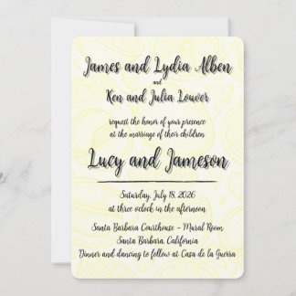 Convites Fruity yellow citrus formal wedding invitation