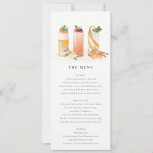 Convites Fruta Cobra Cocktail Orange Watercolor Menu Card