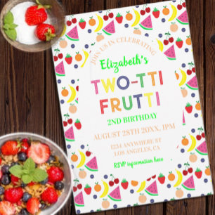 Convites Fruta com dois-tti segundo aniversário Frutti