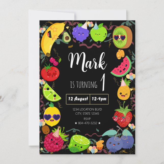 Convites Fruta de dança de aniversário (Frente)