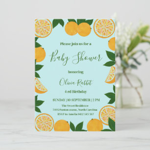 Convites Fruta de Orange Party - Chá de fraldas fresco