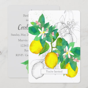 Convites Fruta dos limões Citrus Watercolor