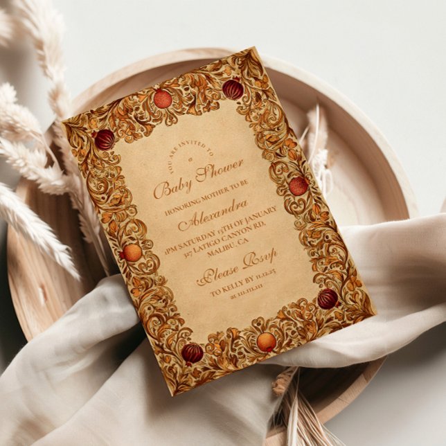 Convites Fruta Elegante e Chá de fraldas de Folhagem (Criador carregado)