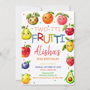 Convites Fruta Kawaii segundo aniversário de Fruta Frutti d