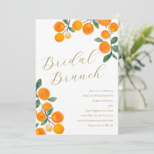 Convites Fruta Laranja Citrus Watercolor Bridal Brunch