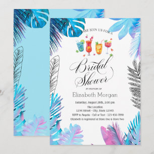 Convites Frutas  Chá de panela de folhas azul