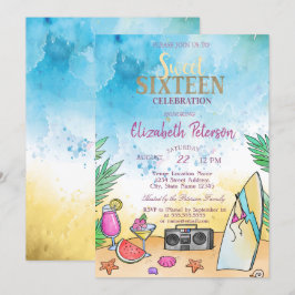 Convites Frutas de Coquetel de Praia Verão Festa Sweet 16