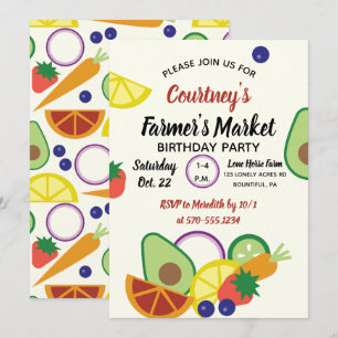 Convites Frutas de Festa de aniversário e vegetais de prod