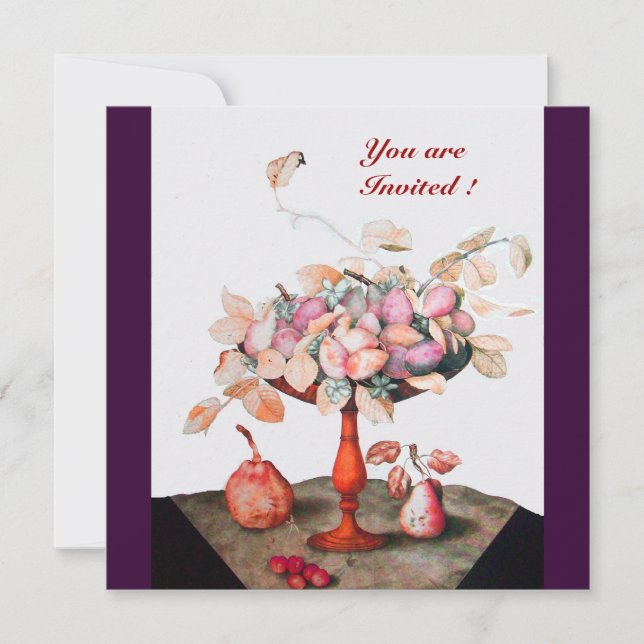 CONVITES FRUTAS/FLORES DA SEASON, PRUNAS E FOLHAS (Frente)