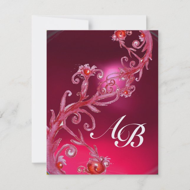 Convites FRUTAS MÁGICAS 4, GELADEIRA rubi vermelho MONOGRAM (Frente)