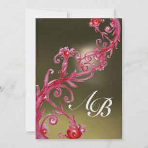 Convites FRUTAS MÁGICAS 4, MONOGRAM gelo rosa vermelho