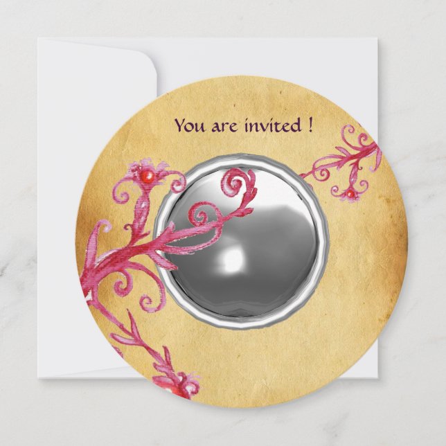 Convites FRUTAS MÁGICAS PERGAMINHO GEMA luar (Frente)