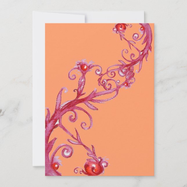 Convites FRUTAS MÁGICAS, rosa vermelho (Frente)