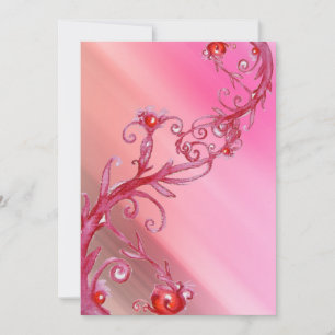 Convites FRUTAS MÁGICAS, seda branca vermelha