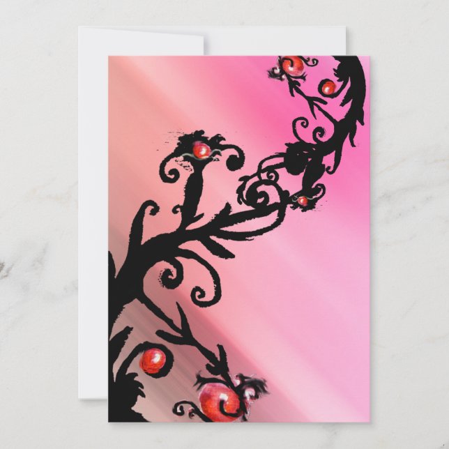 Convites FRUTAS MÁGICAS, seda branca vermelha (Frente)