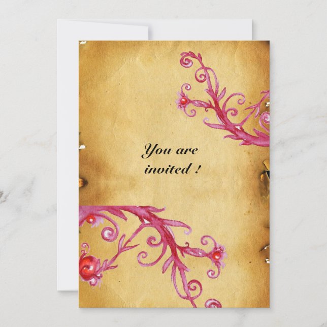 Convites FRUTAS MÁGICAS  selo de cera de monograma pergamin (Frente)