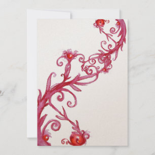 Convites FRUTAS MÁGICAS, vermelho branco metálico dourado