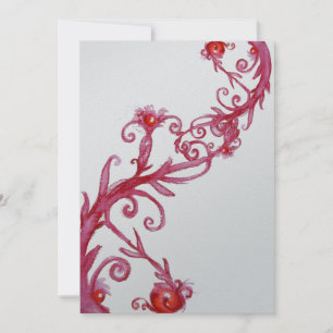 Convites FRUTAS MÁGICAS, vermelho branco metálico prata