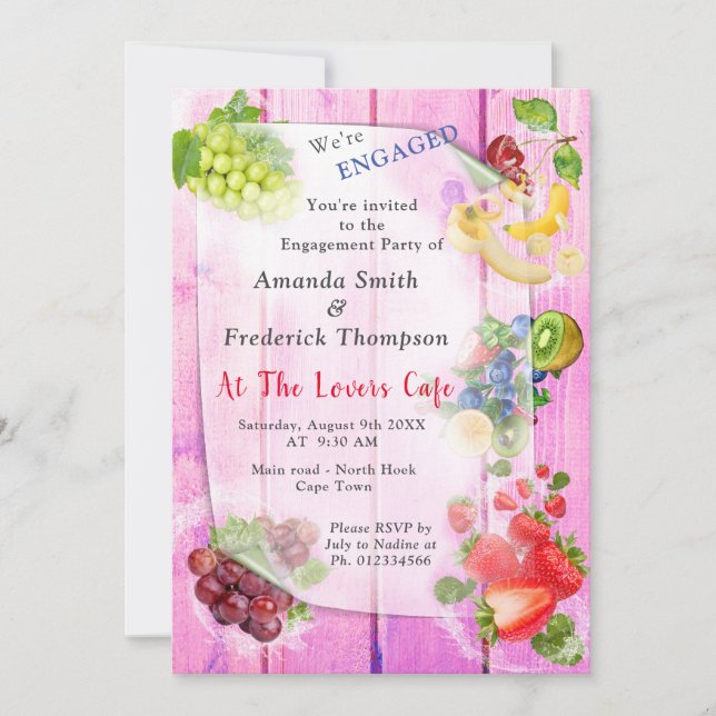 Convites Frutas tropicais de água doce (Frente)