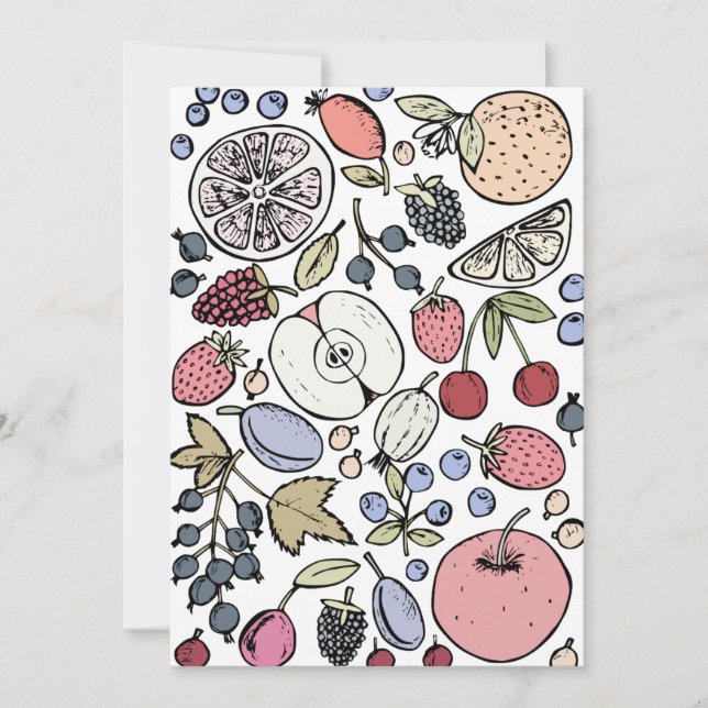 Convites Frutas vintage, vintage (Frente)