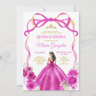 Convites Fuchsia Arco Rosa Princesa Dourada Quinceañera