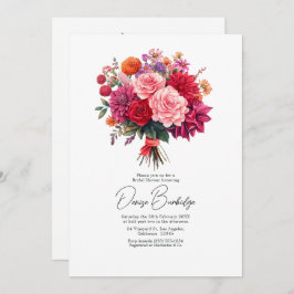Convites Fuchsia, Blush & Coral Bright Floral Bridal Shower
