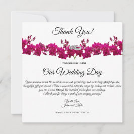 Convites Fuchsia Orchids-White- Casamento Obrigado