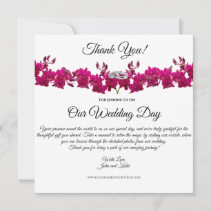 Convites Fuchsia Orchids-White- Casamento Obrigado