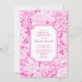 Convites Fuchsia Pink Chinoiserie Chá de panela Floral