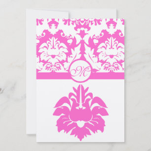Convites Fuchsia Pink Damask Wedding Invitations