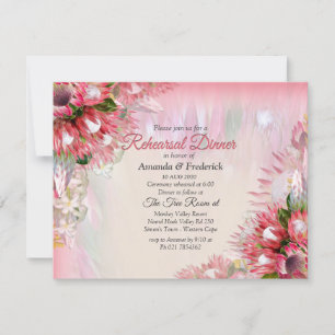 Convites Fuchsia Protea - janto de ensaio Dourado e Blush