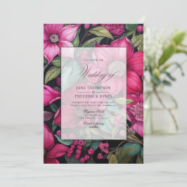 Convites Fúcsia Glamouroso, Verde Esmeralda e Floral Preto