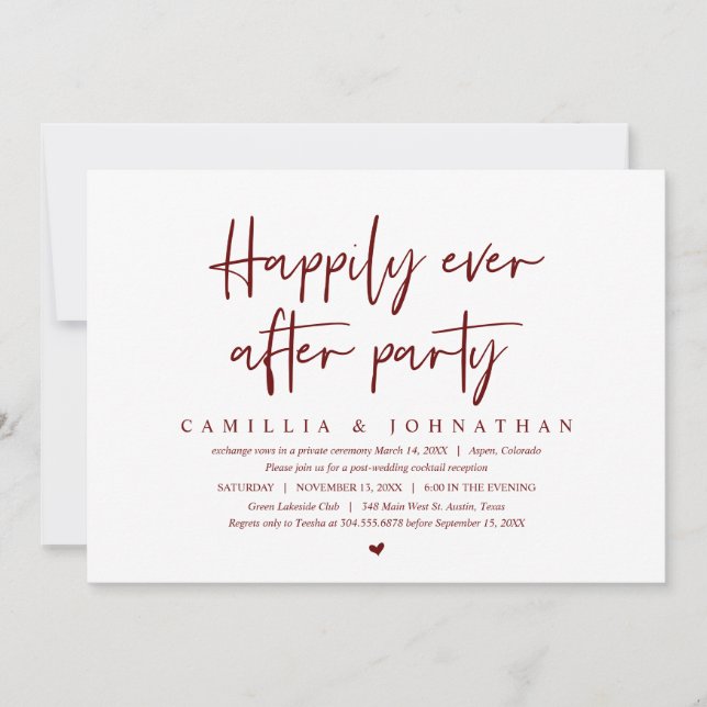 Convites Fuga de Casamento, Felizes para Sempre após Festa  (Frente)
