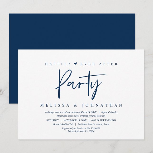 Convites Fuga de Casamento, Festa Feliz para Sempre Invitaç (Frente/Verso)