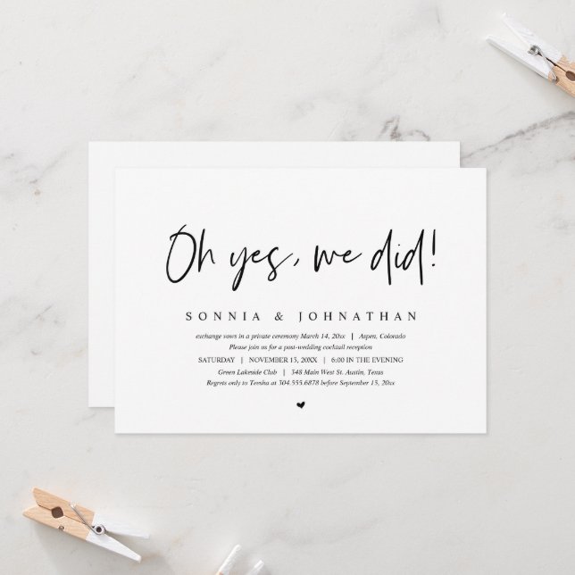 Convites Fuga de Casamento, Oh Sim, Nós Fizemos (Frente/Verso In Situ)