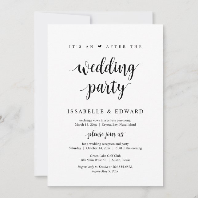 Convites Fuga, É uma festa após o casamento (Frente)