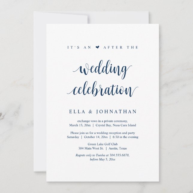 Convites Fuga, É uma festa de depois do casamento (Frente)