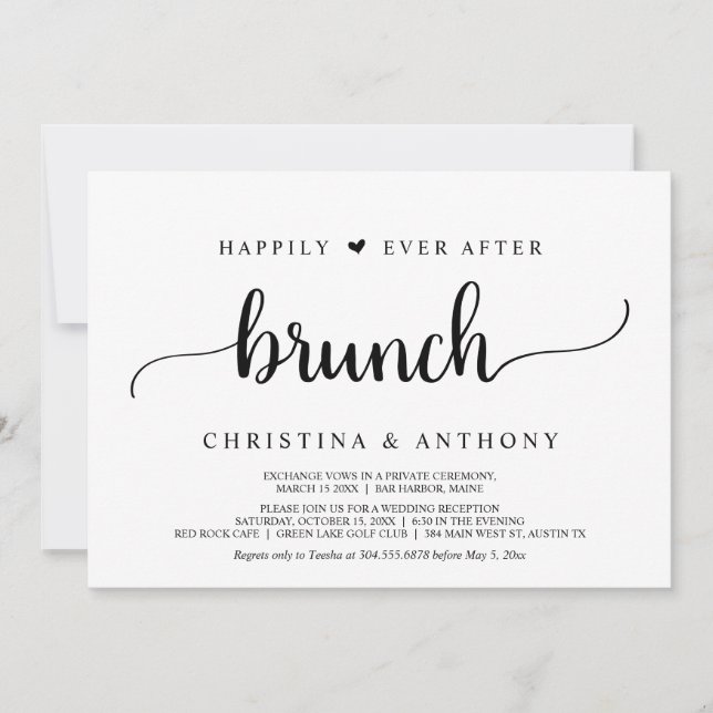 Convites Fuga Romântica, Brunch de Felizes para Sempre, Rús (Frente)