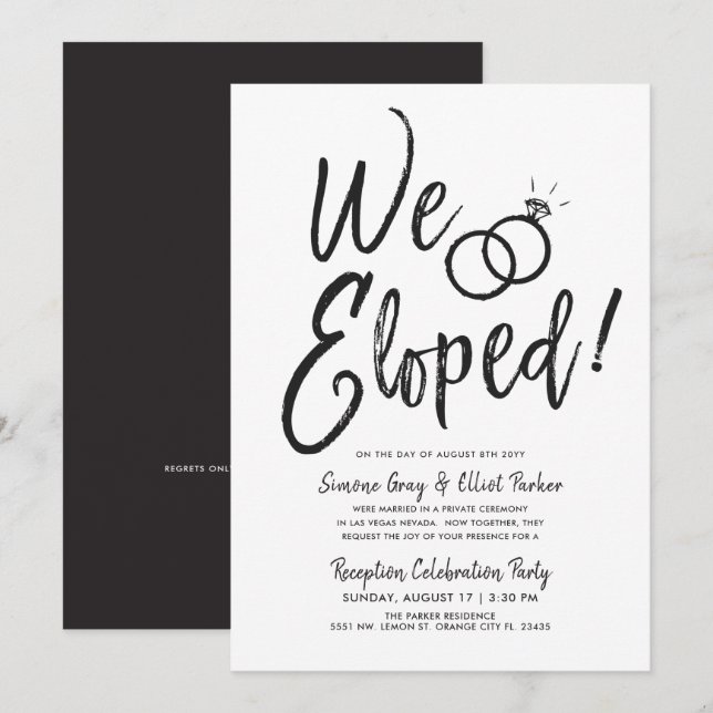 Convites Fugimos | Festa de Pós-Casamento Minimalista (Frente/Verso)